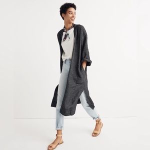 Madewell Linen Cardigan Oversized Robe Kimono-Jacket, Long Duster Coat XS